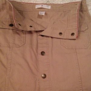 Tommy Hilfiger beige corduroy snap skirt